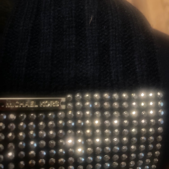 MICHAEL KORS GOLD STUDDED FINGERLESS RIBBED GLOVES NEW WITH TAGS - Picture 5 of 5